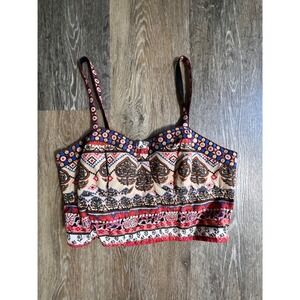 Xhilaration Bustier Crop Top Women Large Multi Color Excellent Boho Paisley
